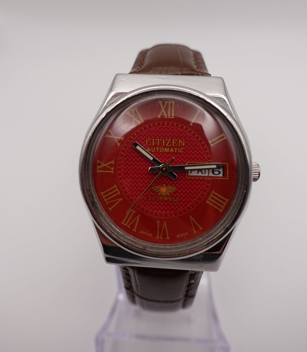 Citizen Automatic 21 Jewel Day Date Red Dial 4-283520 - Vintage