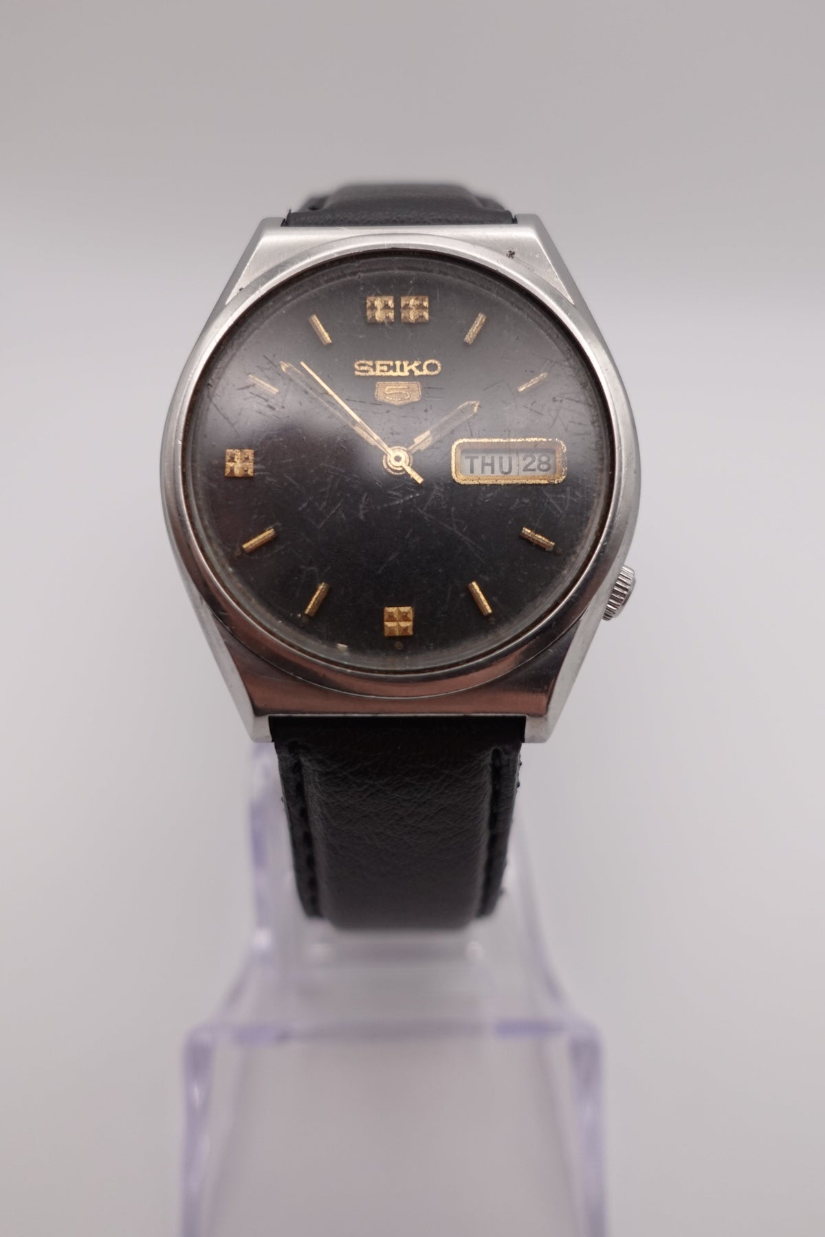 Seiko Automatic 17 Jewel Day Date Black Dial 6309-5470 - Vintage